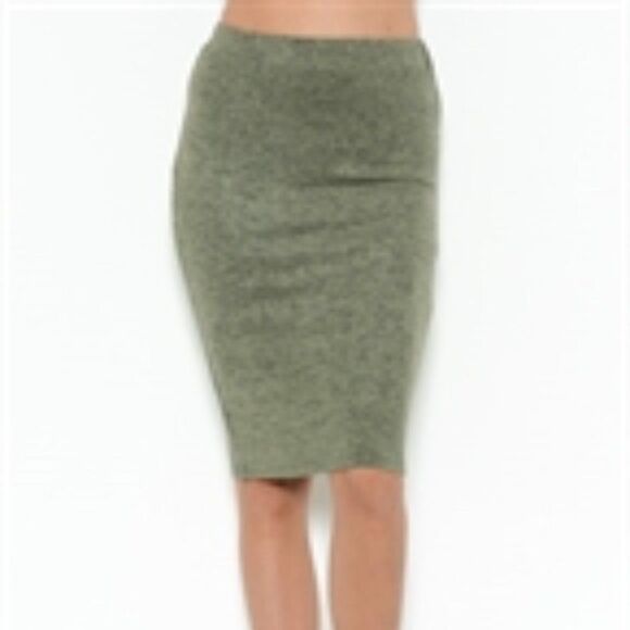 Heart & Hips Medium Haci TERRAPIN OLIVE Soft Collegiate Elastic Waist Skirt - Picture 1 of 2